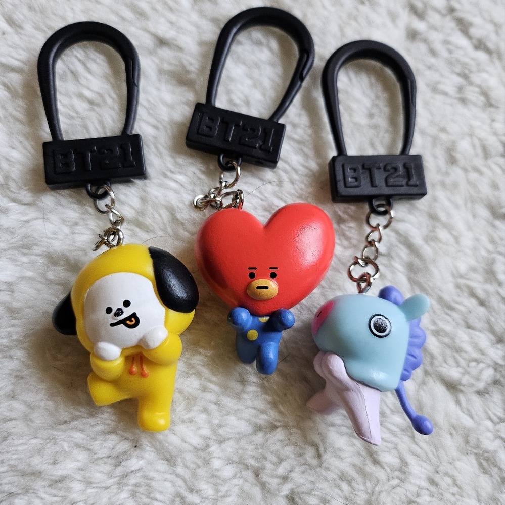 BT21 Keychains Chimmy, Tata, Mang, Set of 3